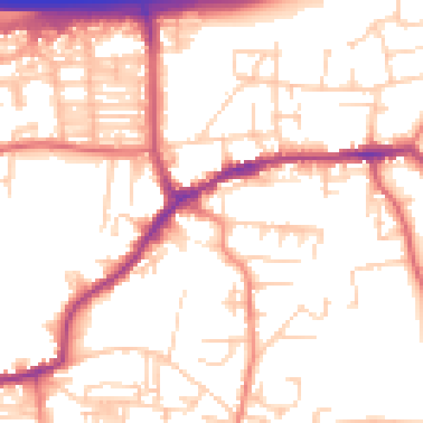 Daytime road noise heatmap for LS28 7BN