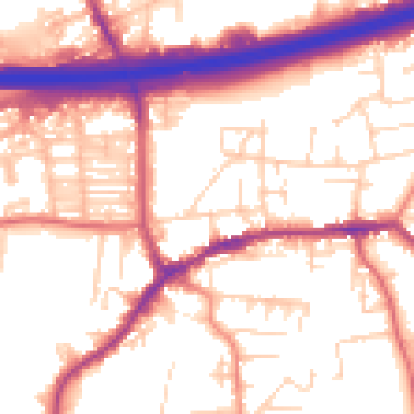 Daytime road noise heatmap for LS28 7BP