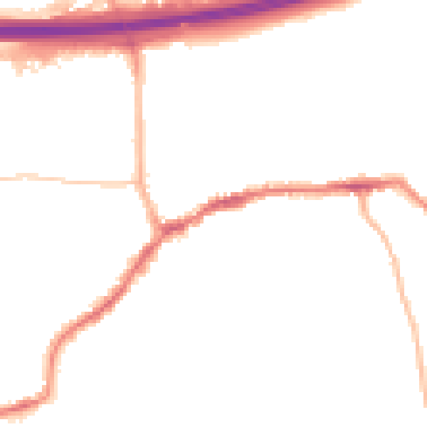 Night-time road noise heatmap for LS28 7BQ