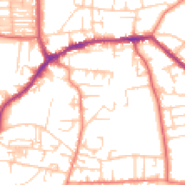 Daytime road noise heatmap for LS28 7BT