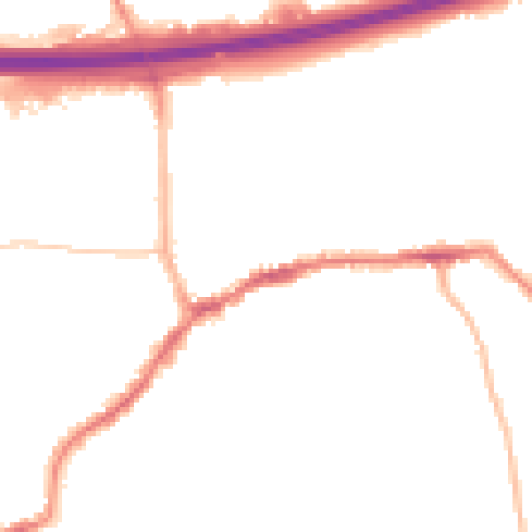 Night-time road noise heatmap for LS28 7EB