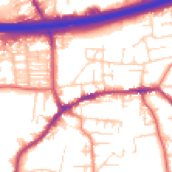 Daytime road noise heatmap for LS28 7ED