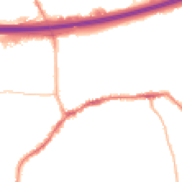 Night-time road noise heatmap for LS28 7ED