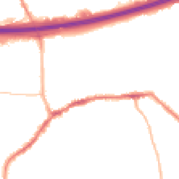 Night-time road noise heatmap for LS28 7EE