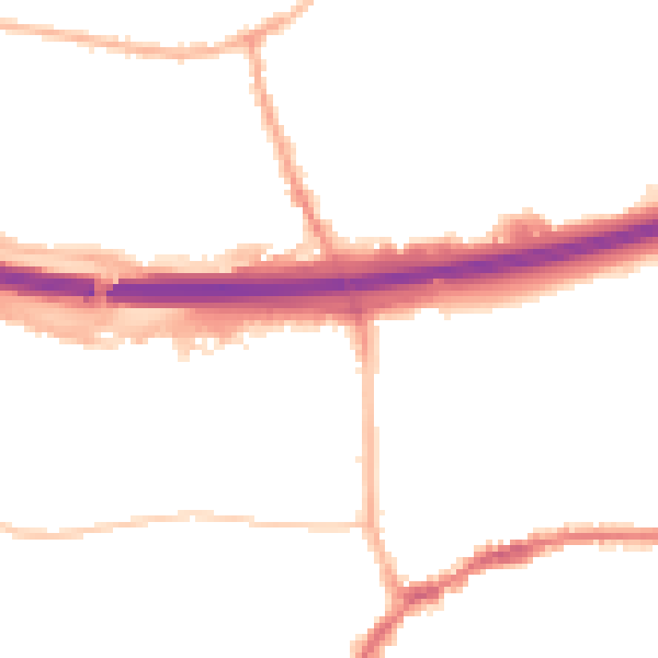 Night-time road noise heatmap for LS28 7EN
