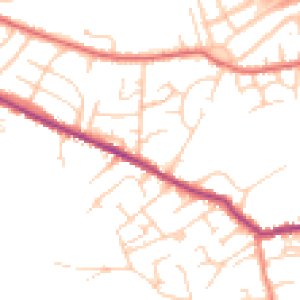 Daytime road noise heatmap for LS28 7FA