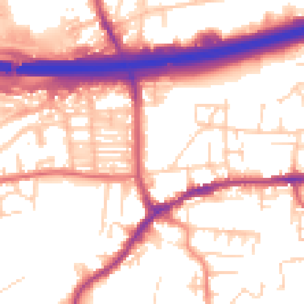 Daytime road noise heatmap for LS28 7FW