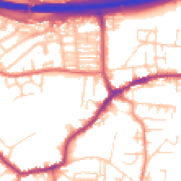 Daytime road noise heatmap for LS28 7LR