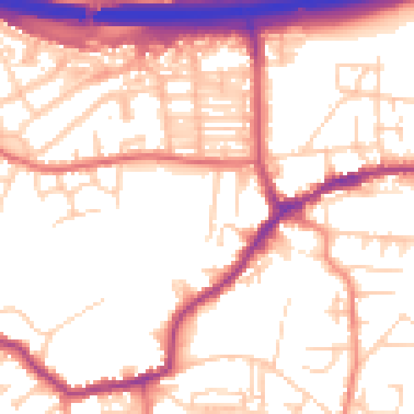 Daytime road noise heatmap for LS28 7LS