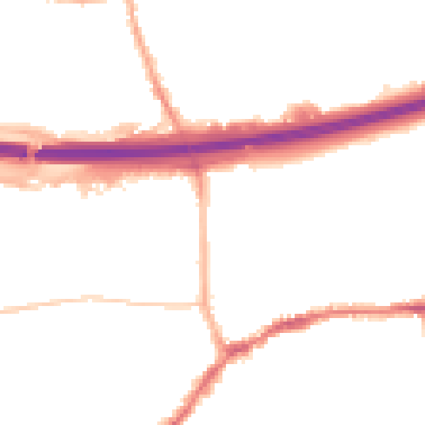 Night-time road noise heatmap for LS28 7NN