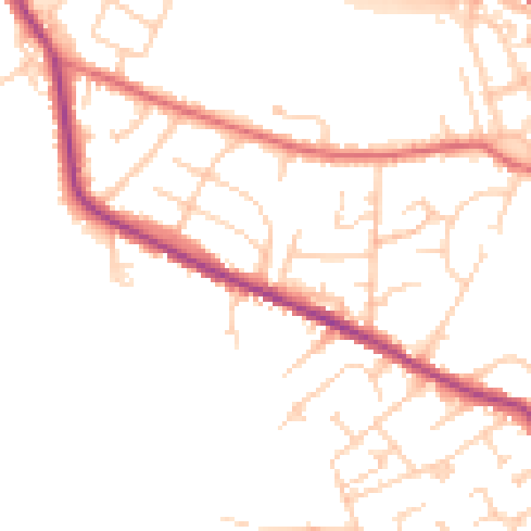 Daytime road noise heatmap for LS28 7PX