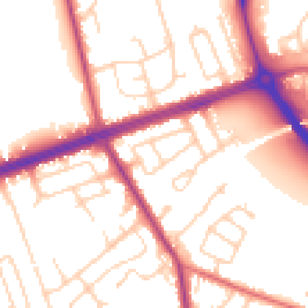 Daytime road noise heatmap for LS28 7QX