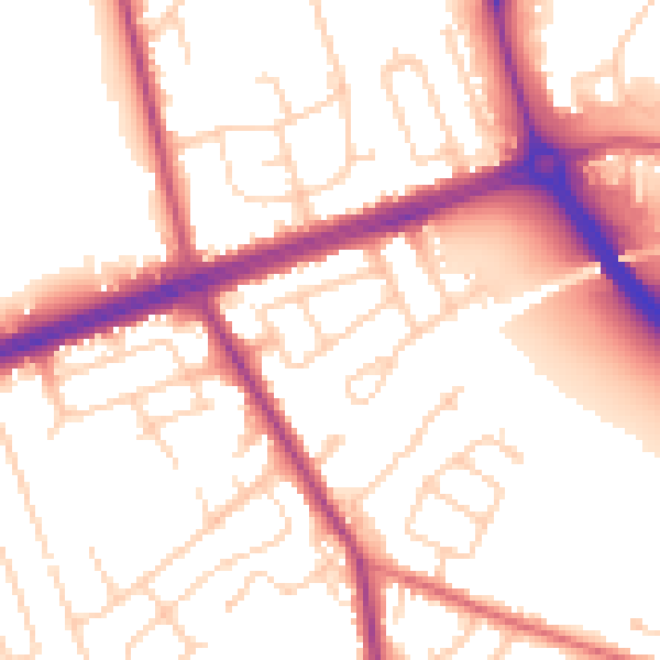 Daytime road noise heatmap for LS28 7QY