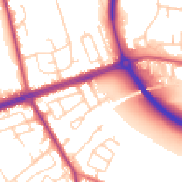 Daytime road noise heatmap for LS28 7RB