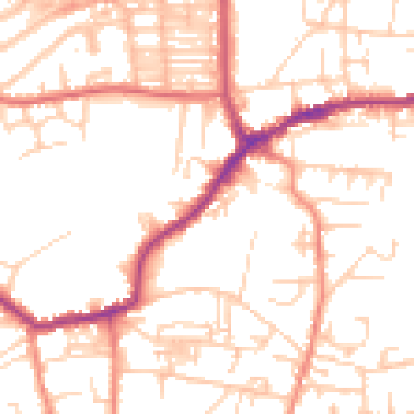 Daytime road noise heatmap for LS28 7RF