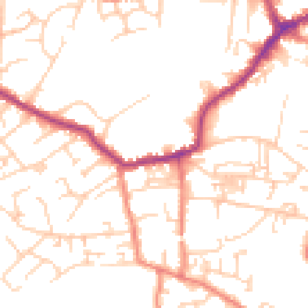 Daytime road noise heatmap for LS28 7RZ