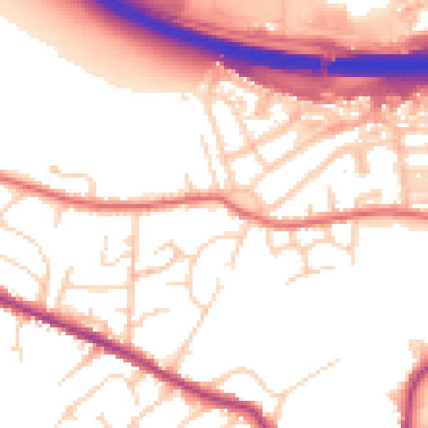 Daytime road noise heatmap for LS28 7SY