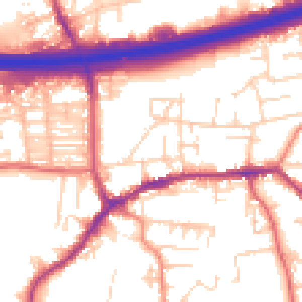 Daytime road noise heatmap for LS28 7WG