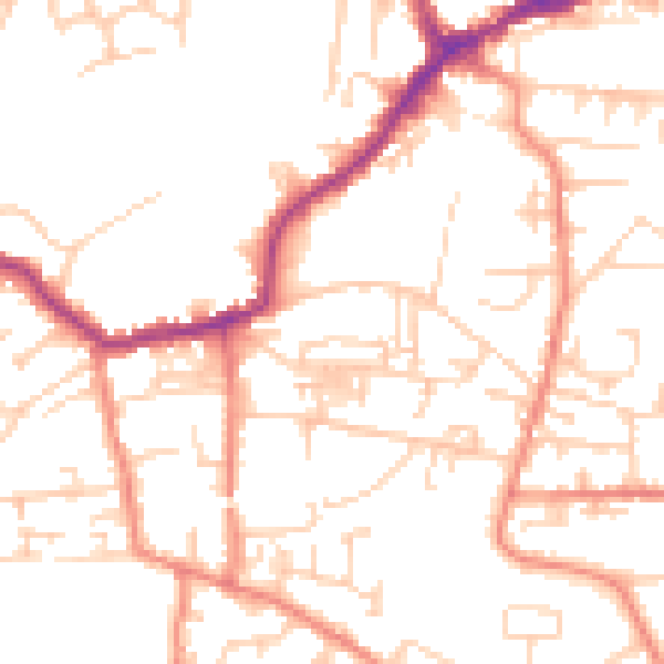 Daytime road noise heatmap for LS28 8BH
