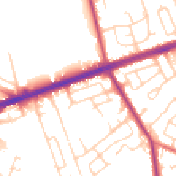 Daytime road noise heatmap for LS28 8EL