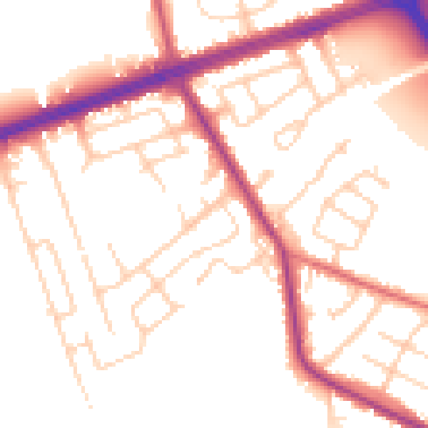 Daytime road noise heatmap for LS28 8JS