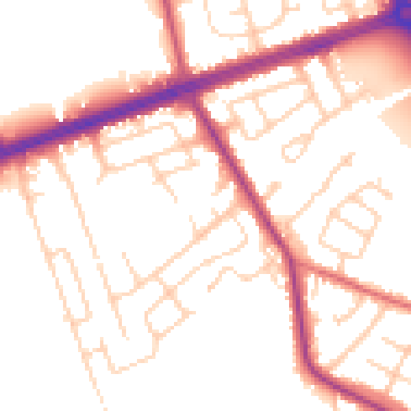 Daytime road noise heatmap for LS28 8JT