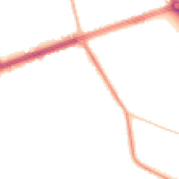 Night-time road noise heatmap for LS28 8JT