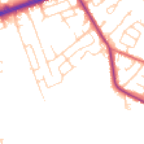 Daytime road noise heatmap for LS28 8JZ