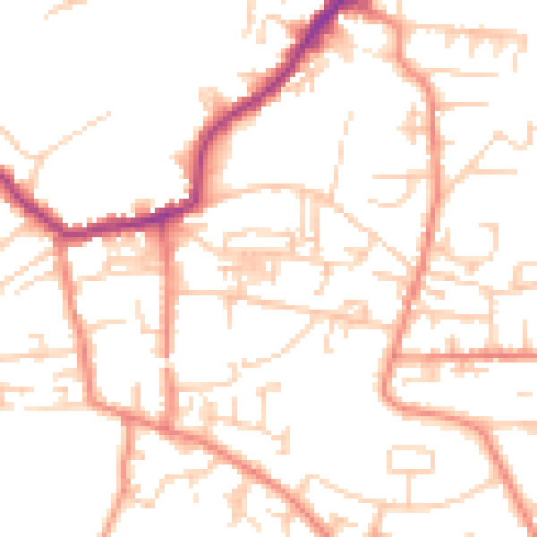 Daytime road noise heatmap for LS28 8PA