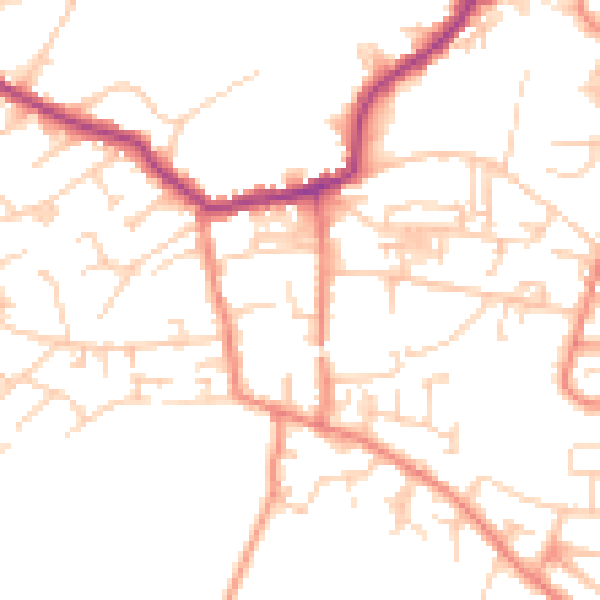 Daytime road noise heatmap for LS28 8PP