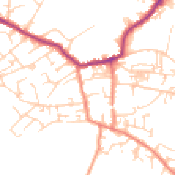 Daytime road noise heatmap for LS28 8PX