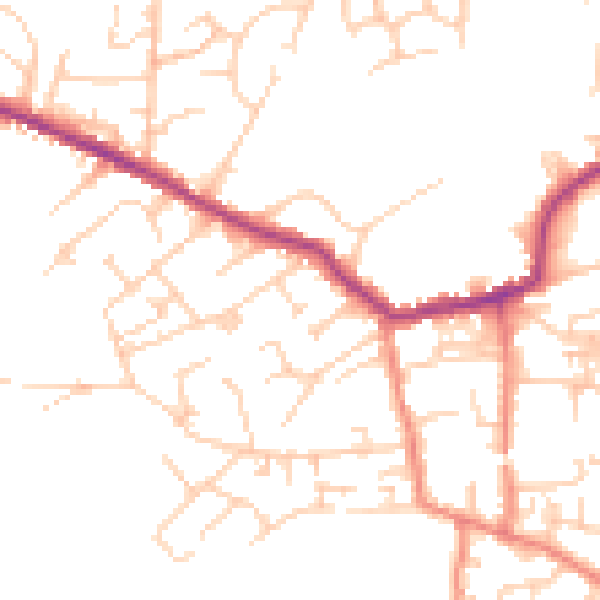 Daytime road noise heatmap for LS28 8QG