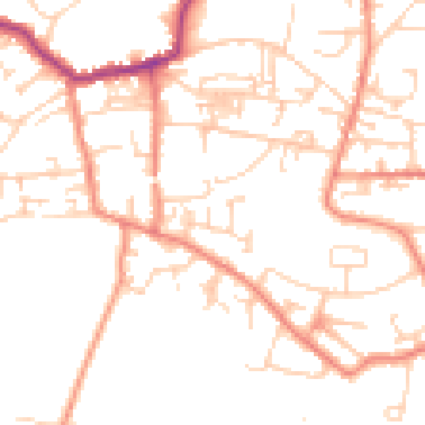 Daytime road noise heatmap for LS28 8QT