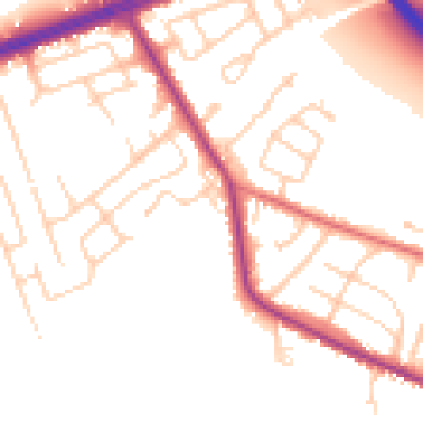 Daytime road noise heatmap for LS28 8RE