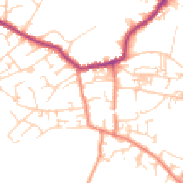 Daytime road noise heatmap for LS28 8RH