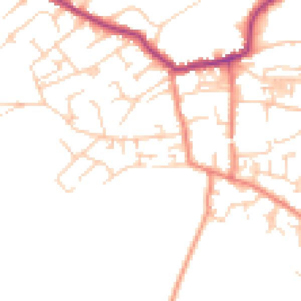Daytime road noise heatmap for LS28 8RJ