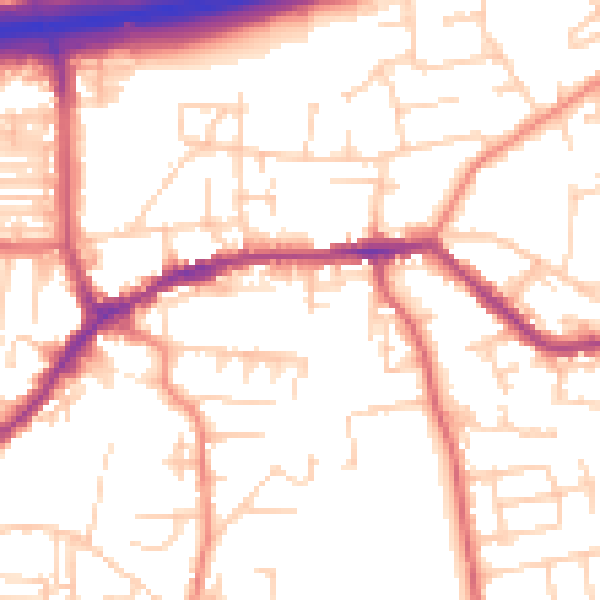 Daytime road noise heatmap for LS28 9AN