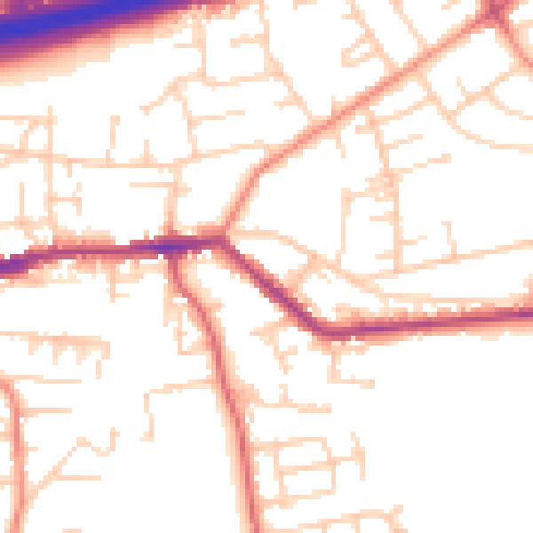 Daytime road noise heatmap for LS28 9AS