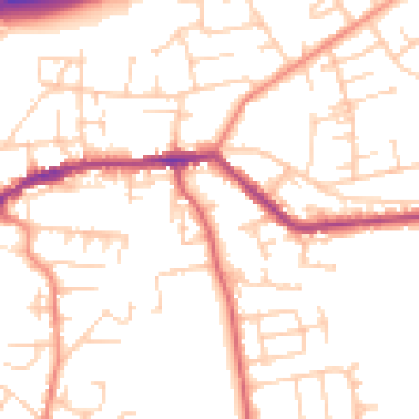 Daytime road noise heatmap for LS28 9BJ