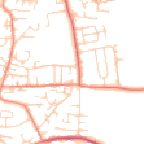 Daytime road noise heatmap for LS28 9DW
