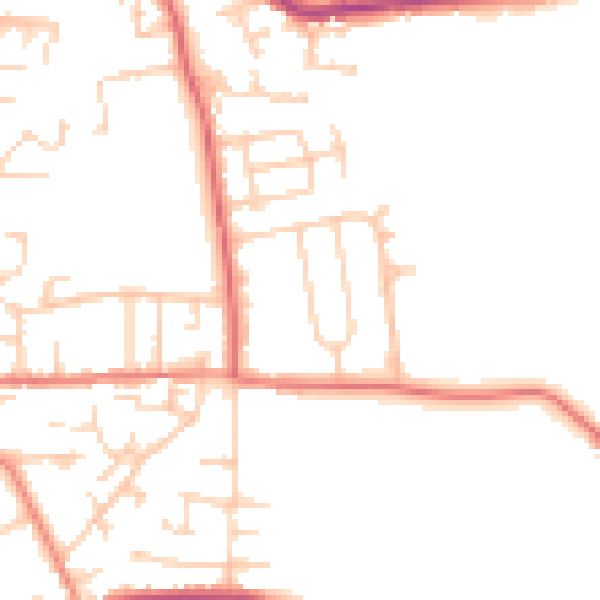 Daytime road noise heatmap for LS28 9DY