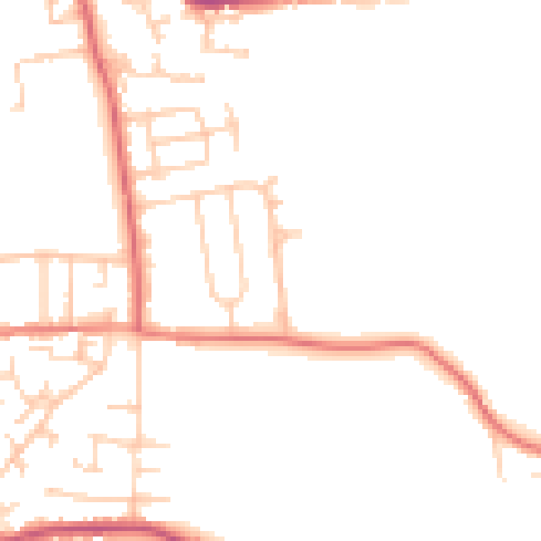 Daytime road noise heatmap for LS28 9EL