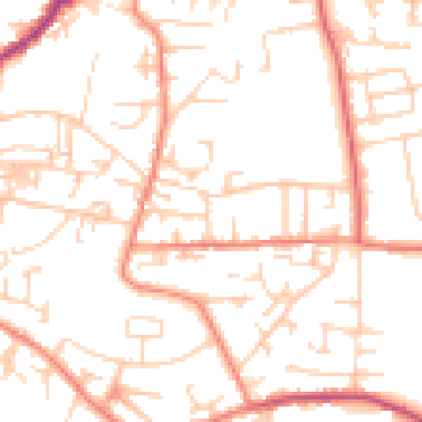 Daytime road noise heatmap for LS28 9EN
