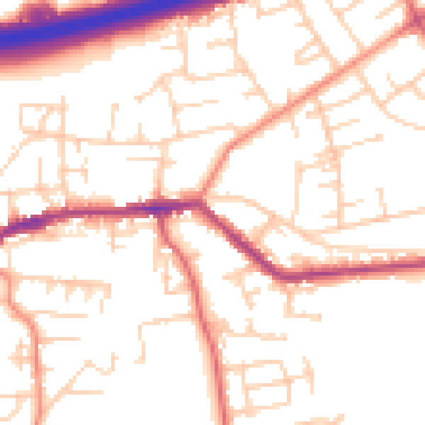 Daytime road noise heatmap for LS28 9FH