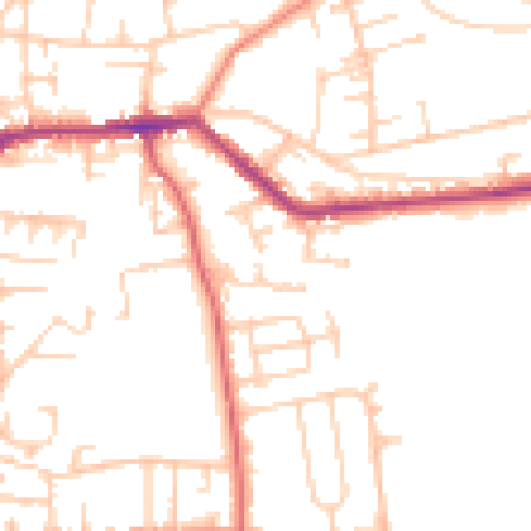 Daytime road noise heatmap for LS28 9GD