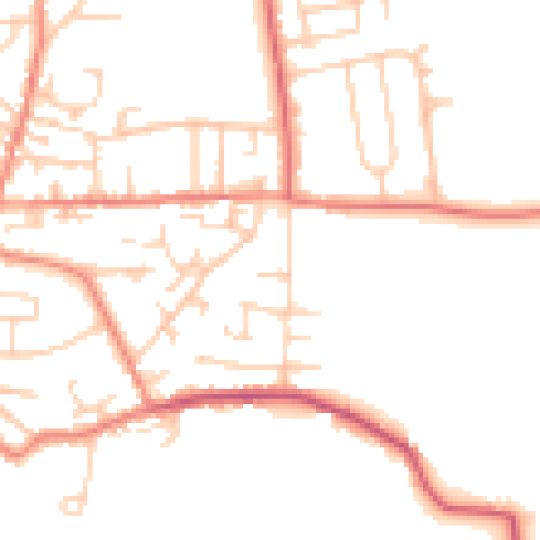 Daytime road noise heatmap for LS28 9HF