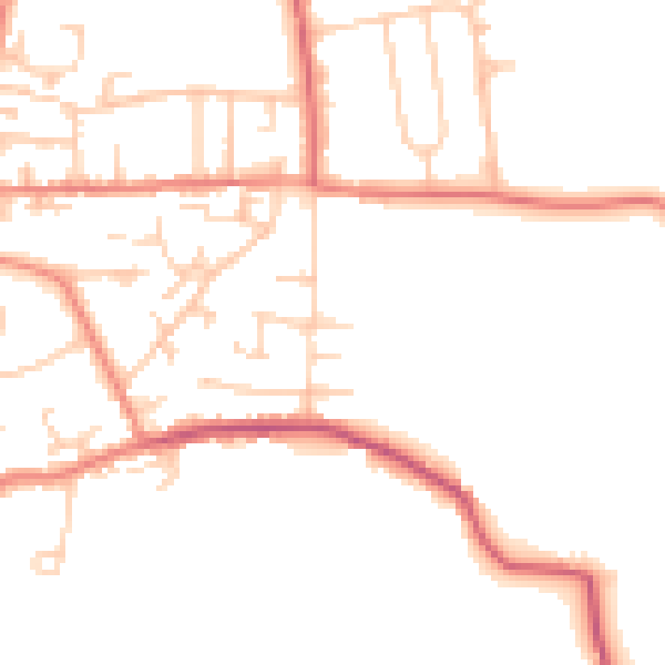 Daytime road noise heatmap for LS28 9HQ