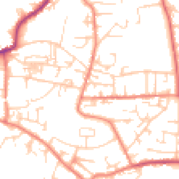 Daytime road noise heatmap for LS28 9LB