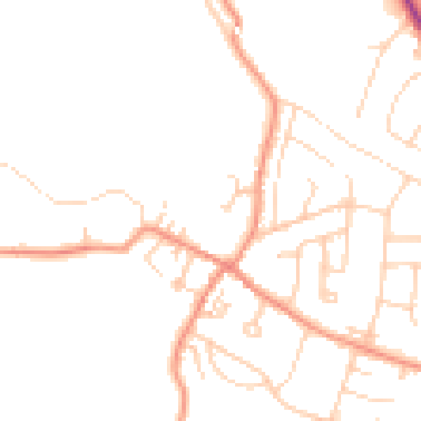 Daytime road noise heatmap for LS29 6EQ