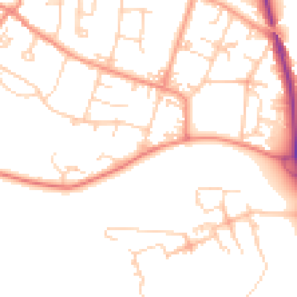 Daytime road noise heatmap for LS29 6JZ